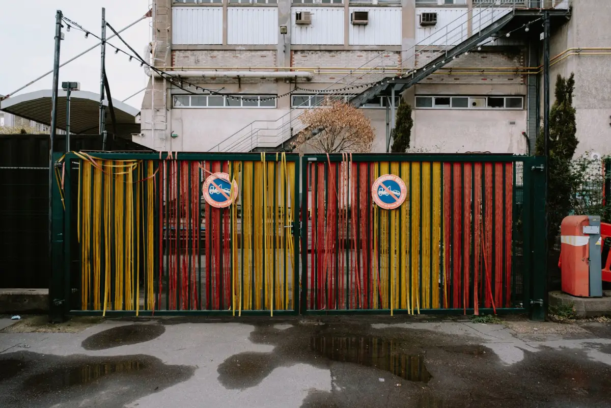 A secured gate at a commercial facility entrance